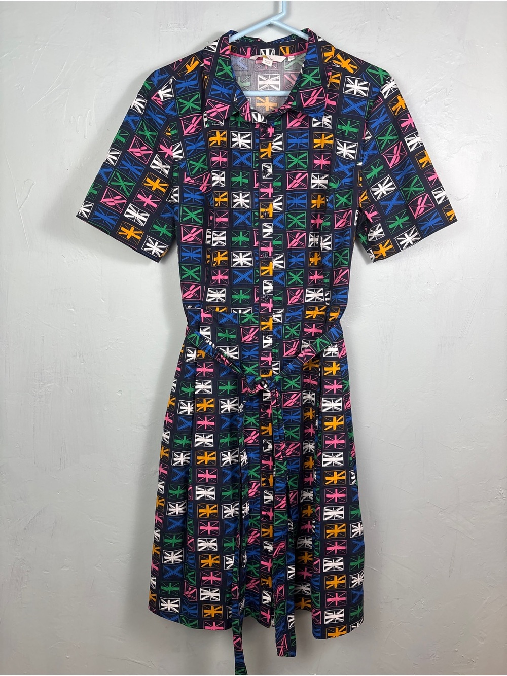 Biden Color-Block Star Print Shirt Dress - Black Multi, Union Jack Pattern